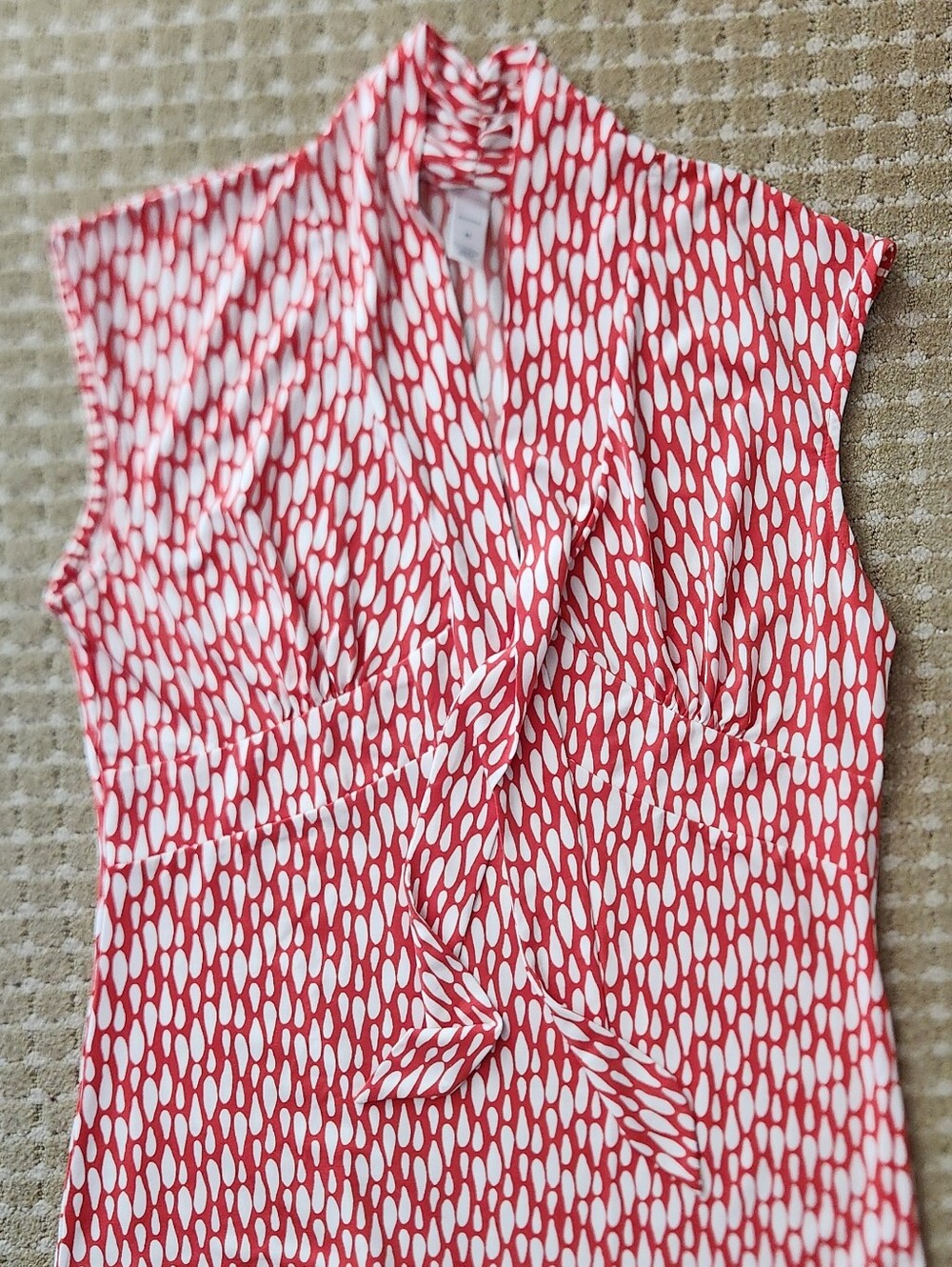 Merona Red & White Sleeveless Tie-Front Wrap Blouse